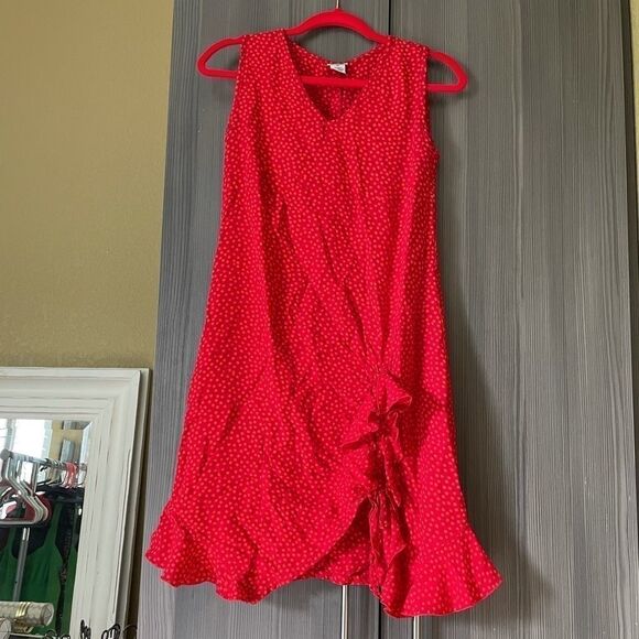 Kiki Red Orange Polka Dotted Ruffled Dress - Picture 4 of 9